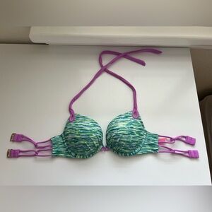 Victoria’s Secret Green Padded Push-up Bathing Suit Top Size 34A New Without Tag